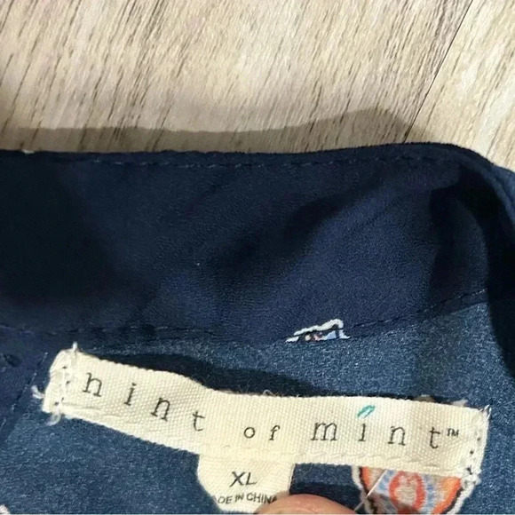 Hint of Mint 3/4 Sleeve Navy Paisley Tunic Top Flowy Boho Hippie Dress Size XL - Picture 4 of 7